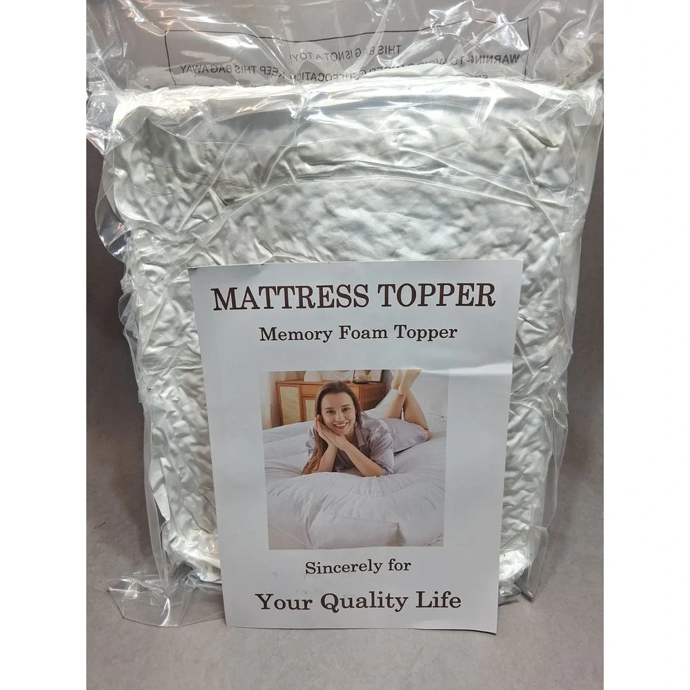 WhatsBedding Memory Foam Mattress Topper Twin Size Memory Foam Filled Warming Co